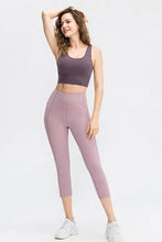 Wide Waistband Cropped Active Leggings with Pockets Woman Leggings