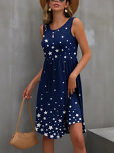 Star Round Neck Wide Strap Tank Dress Navy Casual Dresses
