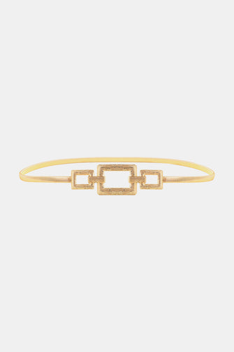 Square Shape Zinc Alloy Buckle Iron Belt Gold One Size