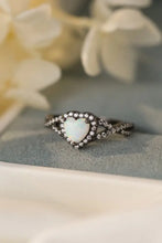 Opal Heart Black Gold-Plated Ring Rings