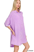 Zenana Washed Double Gauze Button Down Shirt Dress Casual Dresses
