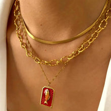 Layered 18K gold-plated stainless steel necklace with fish pendant