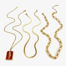 Set of 18K gold-plated stainless steel necklaces with snake and rope chains