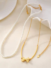 3 Piece Pearl Necklace, Bow Necklace and Stud Earrings Jewelry Set Fashion Jewelry