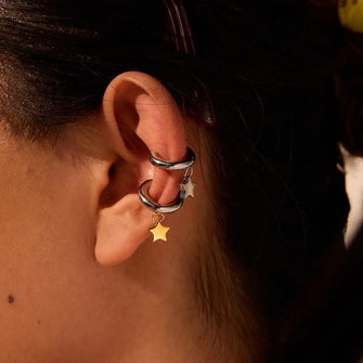 Stainless Steel Star Clip On Earrings Gold One Size Earrings