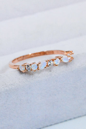 Moonstone and Zircon Decor Ring Moonstone Rose Gold