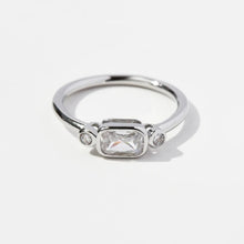 925 Sterling Silver Geometric Zircon Ring Silver