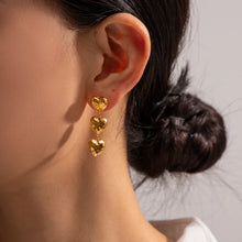 18K Gold-Plated Triple Heart Drop Earrings Gold One Size