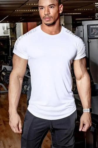 Men's Plus Size Letter Round Neck Short Sleeve T-Shirt White Mens Tops