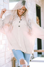 Collared Neck Half Button Long Sleeve Blouse Tan Woman Blouses
