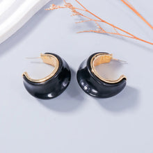Alloy Drip Oil C-Hoop Earrings Black One Size