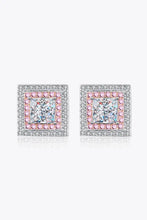 Moissanite Square Stud Earrings Pink White One Size Earrings