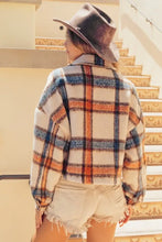 BiBi Brushed Plaid Crop Jacket with Pockets Woman Outerwear