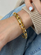 Stainless Steel Inlaid Rhinestone Cutout Bracelet Bracelets