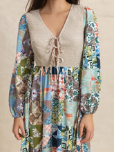 Tied Front Printed Long Sleeve Maxi Dress