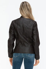 Snobbish Faux Leather Biker Jacket with Side Zip Pockets Woman Outerwear