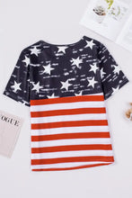 Women’s cutout striped round neck short sleeve American flag top