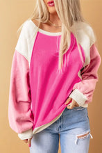 Round Neck Dropped Shoulder Color Block Sweatshirt Woman Sweatshirts