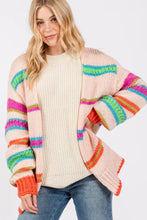 SAGE + FIG Rainbow Striped Open Front Knit Cardigan Casual Dresses