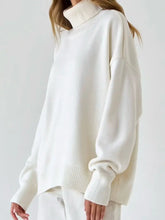 Turtle Neck Dropped Shoulder Sweater Sweater Pullovers