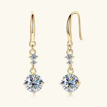 2 Carat Moissanite 925 Sterling Silver Earrings Gold One Size