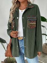 Snap Down Long Sleeve Jacket with Chest Pockets Woman Outerwear