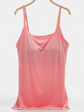 Scoop Neck Adjustable Strap Cami Pink Tanks & Camis