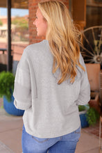 Waffle Buttoned Long Sleeve Top Woman Blouses