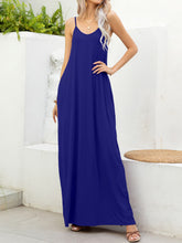 Spaghetti Strap V-Neck Maxi Dress with Pockets Woman Maxi Dress