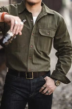 Men's Button Down Long Sleeve Shirt with Chest Pockets Mens Tops