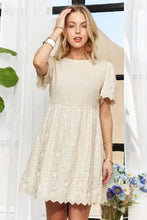 ADORA Rround Neck Crinkle Babydoll Dress Casual Dresses
