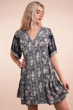 VERY J Shirring Detail Printed Woven Mini Dress Casual Dresses