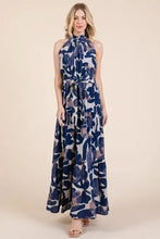 Lime 'N' Chili Abstract Halter Neck Tie-Waist Tiered Maxi Dress Casual Dresses