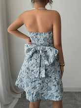 Bow Back Tube Mini Dress Light Blue Casual Dresses