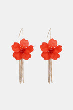 Flower Shape Acrylic Dangle Earrings Red One Size