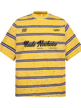 Men's Striped Letter Graphic Round Neck T-Shirt Yellow