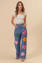 Bibi flower print straight legs pants with colorful floral jeans