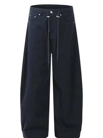 Men's Wide Leg Drawstring Cargo Pants Blue