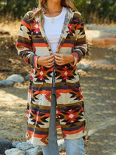 Geometric Hooded Cardigan with Pockets Woman Outerwear