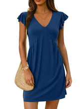 V-Neck Ruffled Cap Sleeve Mini Dress Casual Dresses