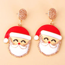 Rhinestone Alloy Santa Earrings Earrings