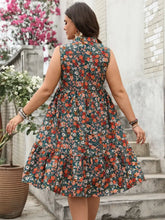 Plus Size Floral Notched Sleeveless Dress Casual Dresses