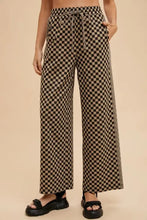 Annie Wear Drawstring Checkered Wide Leg Pants Camel Woman Pants