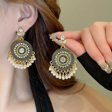 Rhinestone Alloy Bead Dangle Earrings White One Size