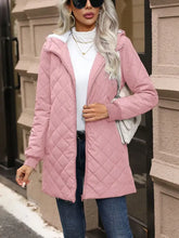 Quilted Zip Up Hooded Jacket with Pockets Woman Outerwear