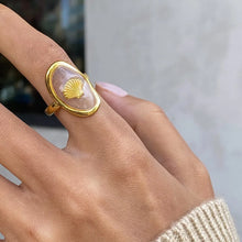 18K Gold-Plated Shell Pattern Mother of Pearl Ring Gold One Size