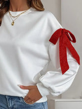 Perfee Bow Round Neck Long Sleeve Sweatshirt Woman Sweatshirts