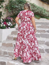Plus Size Slit Printed V-Neck Maxi Dress Woman Maxi Dress