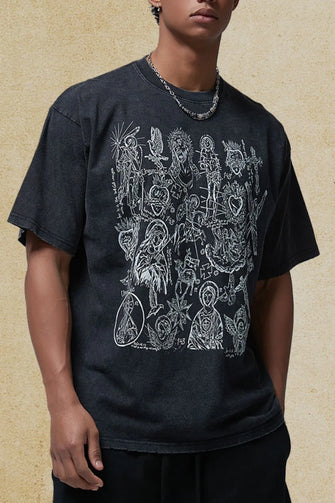 Men's Graphic Round Neck Half Sleeve T-Shirt Black