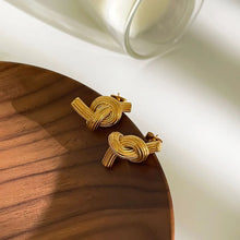 18K Gold-Plated Twisted Knot Stud Earrings